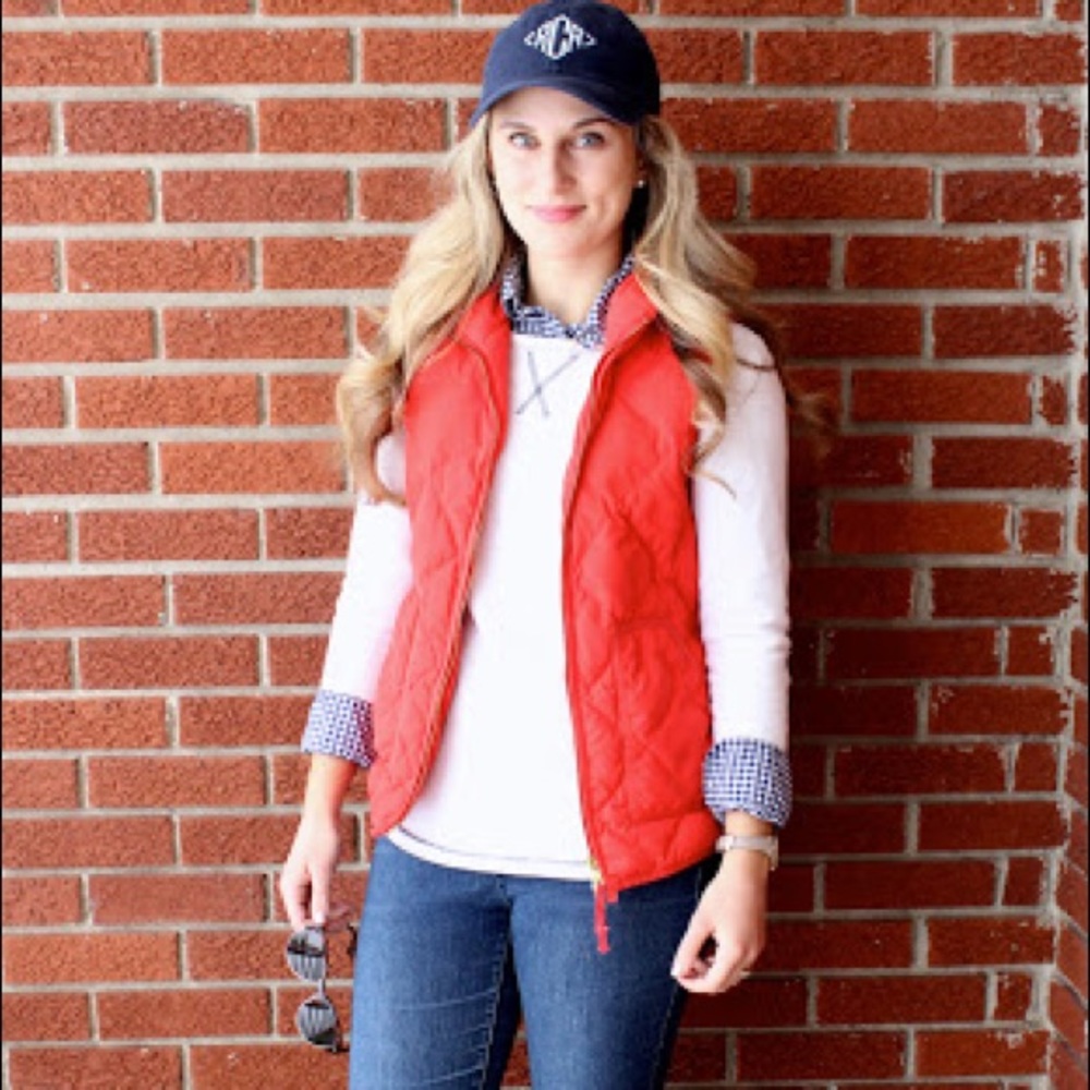 JCrew Red Puff Vest Size Small